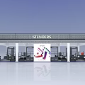 STUDIOS Two Story Retail Store With White Pillars Black Railings Display Shelves And Balls