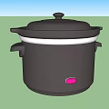 Two Black Electric Rice Cookers with Lid Handle and Red Indicator Light 3d model