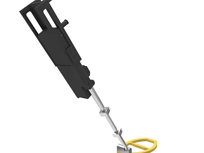Handheld Black Mechanical Equipment With Yellow Grip And Metal Rod Structure 3d model