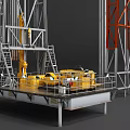 Industrial Equipment Drilling Platform Featuring Yellow Machinery Metal Structure And Ladders