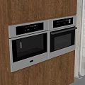 Modern Built-in Kitchen Appliances With Stainless Steel Microwave Oven And Wooden Cabinets