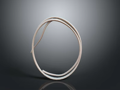 Off White Braided Rope Coiled Into Ring Shape With Textured Design For Household Use 3d model