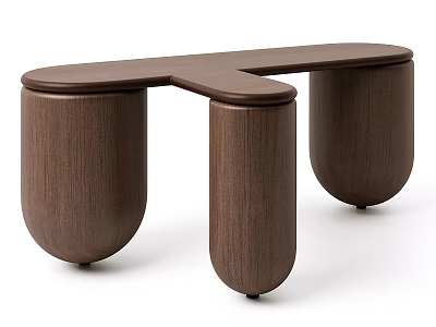 Modern Wooden Coffee Table with Cylindrical Support Legs and Sleek Minimalist Design 3d model