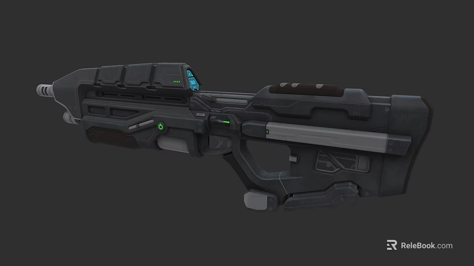 Futuristic Sci Fi Weapon With Tactical Scope Green Lights And Metallic Design 3d model 