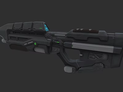 Futuristic Sci Fi Weapon With Tactical Scope Green Lights And Metallic Design 3d model