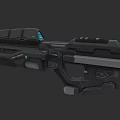 Futuristic Sci Fi Weapon With Tactical Scope Green Lights And Metallic Design