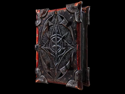 Antique Leather Book With Intricate Carved Cover And Decorative Metal Edges 3d model