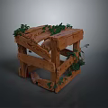 Rustic Wooden Decorative Structure Adorned With Green Vines And Trailing Leaves 3d model