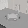 Modern Sleek Stainless Steel Washbasin With Silver Faucet On White Countertop