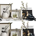 Stylish Ornamental Decor Set with Vases Photo Frames Books and Candle Holders