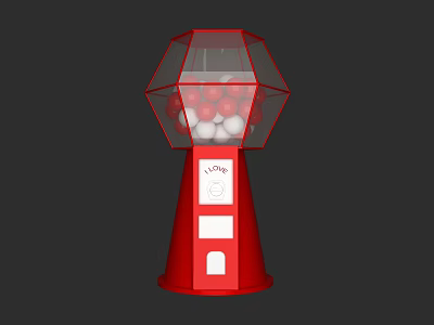 Popular Photo Spot With Red Gumball Machine Red And White Balls And LOVE Sign 3d model