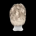 Game And Movie Character Head Model With Blonde Short Slicked Up Hairstyle Against Black Background