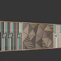 Elegant Feature Wall With Intricate Geometric Patterns And Colorful Striped Designs
