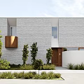 Modern Single Family Home With Gray Facade Windows And Wooden Fence Landscaping