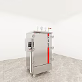 Professional Stainless Steel Kitchen Appliance With Red Stripe And Control Panel