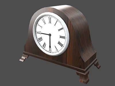 Classic Wooden Mantel Clock With White Dial And Roman Numerals Design 3d model