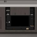 Modern Wooden TV Wall Design With Storage Cabinets Glass Doors And LED Lighting