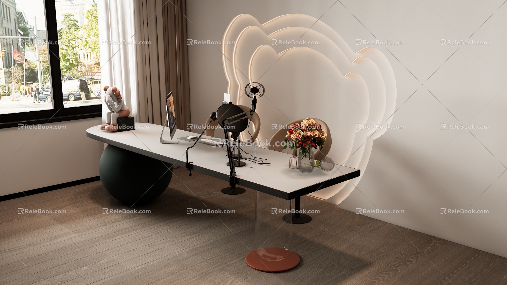 Studio Table Equipment Decoration Background Wall 3d model