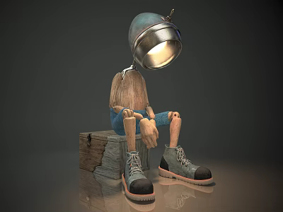 Industrial LOFT shaped floor lamp puppet art lamp furnishings 3d model