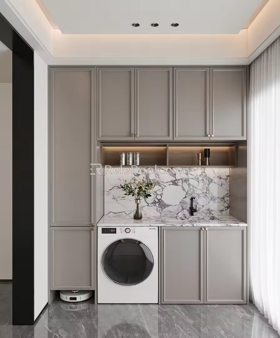 Washing Machine Laundry Cabinet Balcony Cabinet 3d model