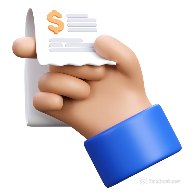 Hand Holding White Receipt With Dollar Sign For Daily Life Supplies 3d model