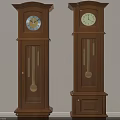 Two Classic Wooden Grandfather Clocks With Glass Door And Brass Pendulums