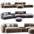 Modern Sectional Sofa With Neutral Tones Ottoman Cozy Cushions And Comfortable Design