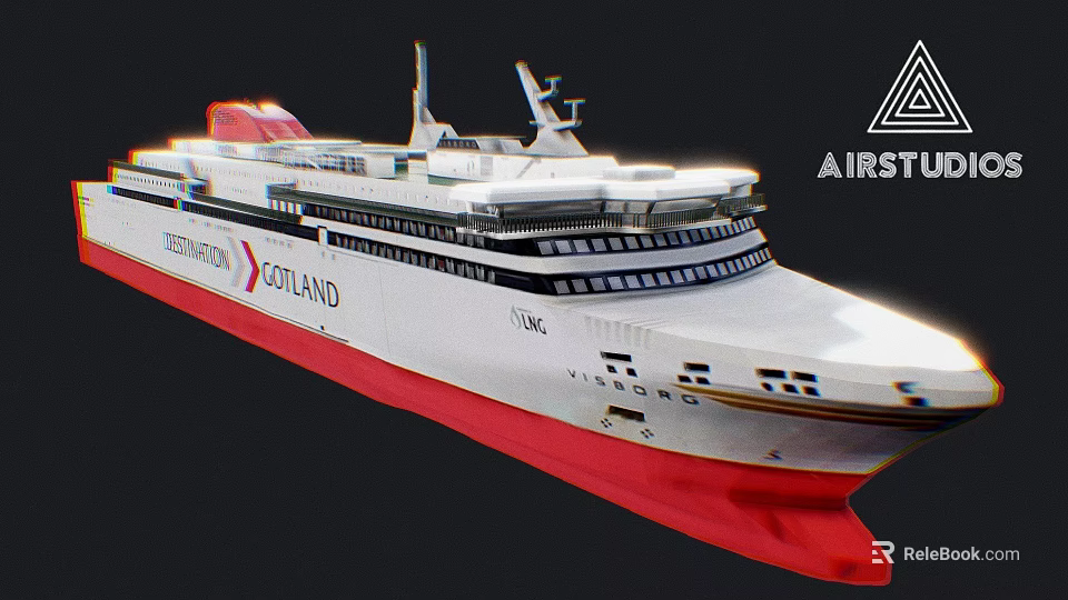 Color Line Atlantica Ferry With White And Red Hull Upper Decks And Passenger Windows 3d model 