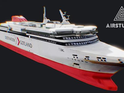 Color Line Atlantica Ferry With White And Red Hull Upper Decks And Passenger Windows 3d model