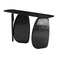 Black Veined Marble Console Table With Modern Oval Shaped Supports 3d model
