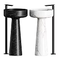 Multiple Modern Washbasins In Various Colors With Marble Texture And Pedestal Stands