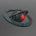 Sci Fi Ring Encircled Sphere Structure With Red Glowing Center 3d model