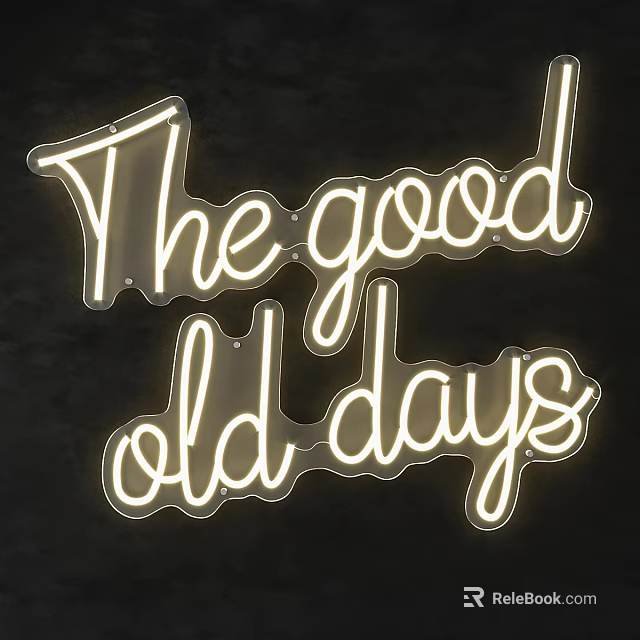 Decorative Lightbox With Neon The Good Old Days Text On Dark Background 3d model 
