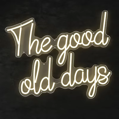 Decorative Lightbox With Neon The Good Old Days Text On Dark Background 3d model