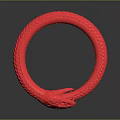 Red Circular Snake Head Design Bracelet With Smooth Surface And Biting Tail 3d model