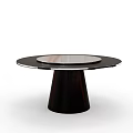 Modern Round Dining Table With Black Base And Marble Top Design 3d model
