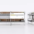 Three Modern Bunk Beds With Metal Frames Wooden Boards And Safety Rails