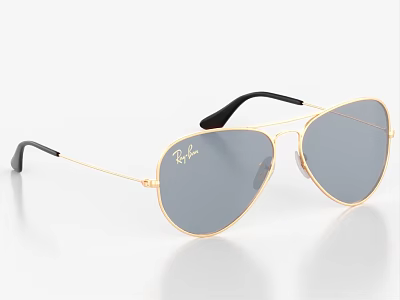 Ray Ban Aviator Sunglasses With Gold Frame Black Temples And Gray Lenses 3d model