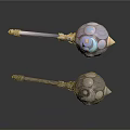 Ornate Fantasy Hammer Weapon Design With Metallic Handle And Glowing Blue Details