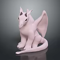 Cute Pink Dragon Figurine In Sitting Pose With Shiny Surface And Smooth Texture