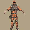 Game Movie Character in Orange Workwear Uniform With Safety Helmet And Backpack
