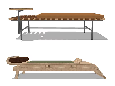 Contemporary Footstool Designs With Metal Frame Side Table Wooden Scroll Green Brown Cushions 3d model