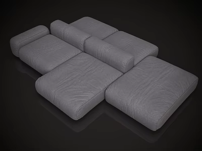 Modern Gray Sectional Sofa With Modular Design Comfortable Fabric Upholstery For Living Room 3d model