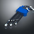 Blue Handle Hardware Tool Set Featuring Multiple Black Rods And White Tips 3d model