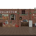 Vintage Industrial Style Entryway Cabinet And Side Cabinet With Brick Wall Decor
