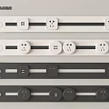 Modern Movable Track Switch Panel Featuring White Black Sockets And Multifunctional Design 3d model