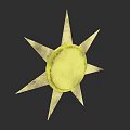 Round Yellow Decorative Mirror With Golden Star Frame On Black Background