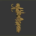 Different Golden Flower Shapes and Plant Designs in Various Forms on Dark Background