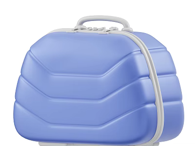 Blue Hard Shell Suitcase With White Handle And Wave Pattern Design 3d model