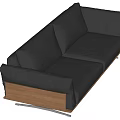 Modern Gray Three Seater Sofa With Upholstered Surface And Walnut Wood Base 3d model